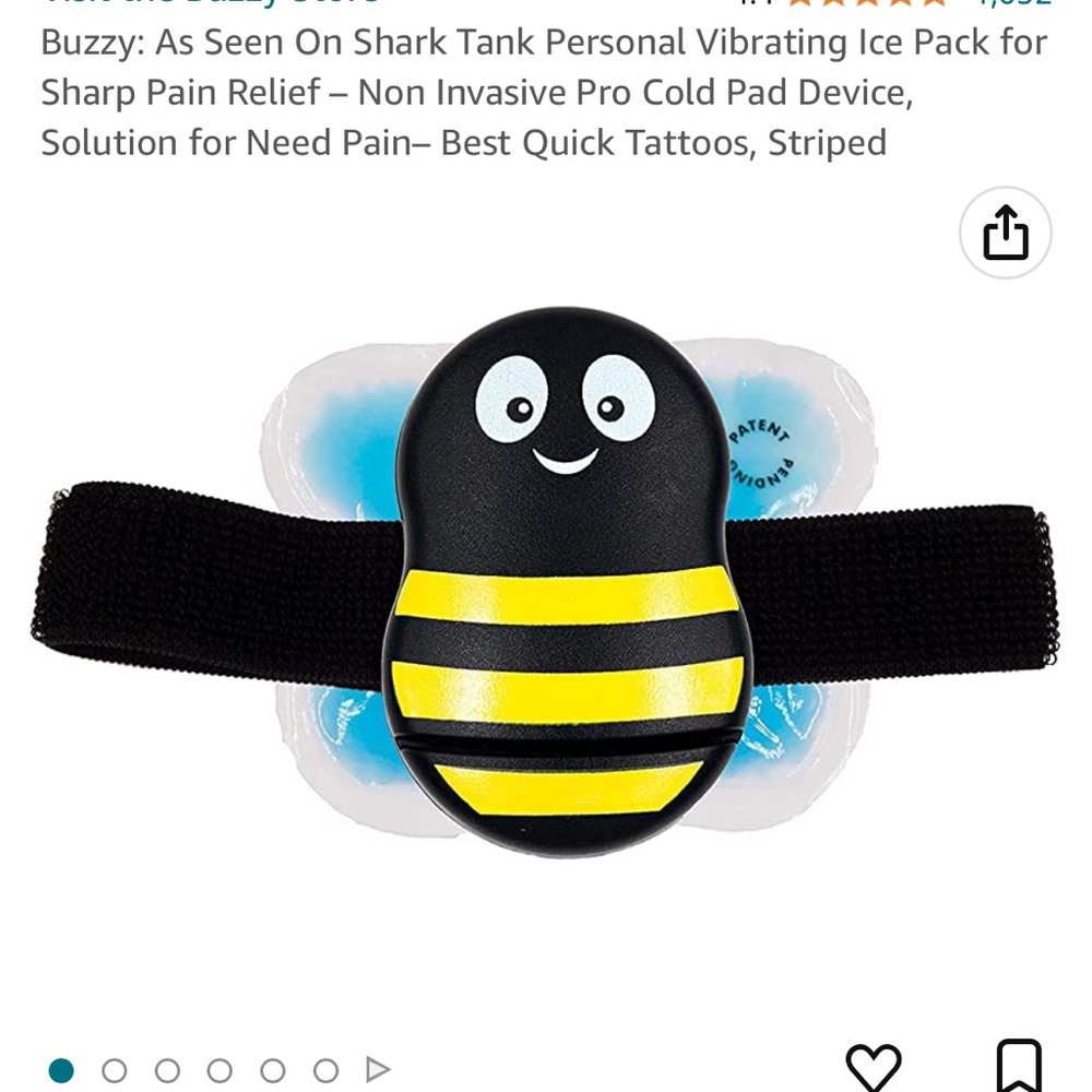 Buzzy vibrating ice pack for needle phobia
